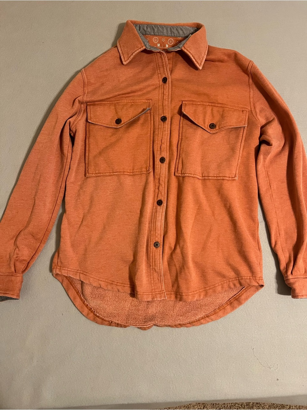 Lightweight Orange Button-Front Shirt Jacket for Women